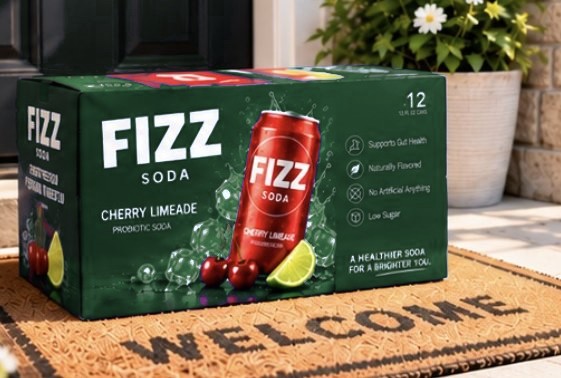 Fizz Soda case delivered to a front door